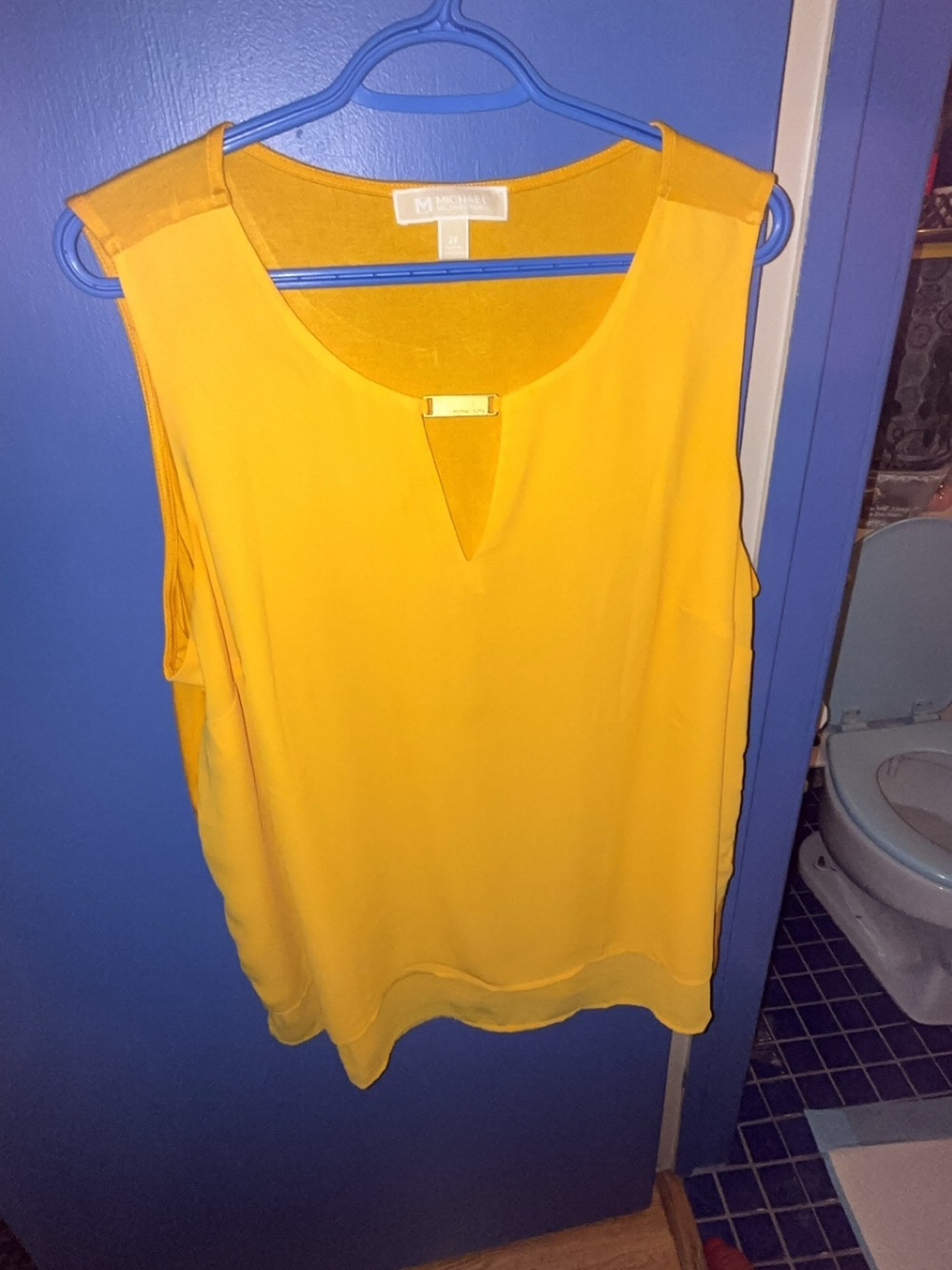Michael Kors Bright Yellow Sleeveless Keyhole Tank